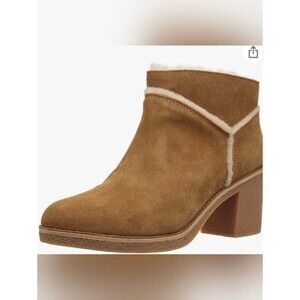 UGG Boots Women's 8.5 Chestnut Brown Suede Kasen Block Heel Sheepskin Lining